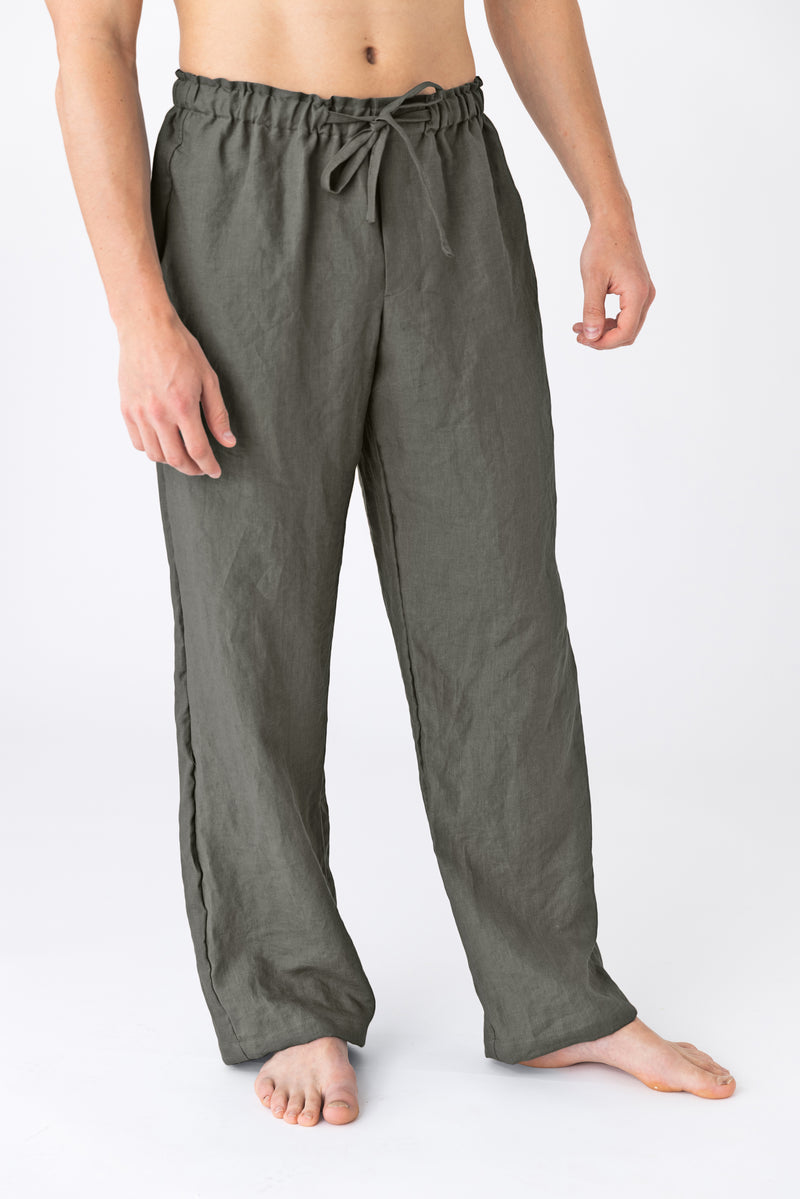 Pantalon de pyjama pour hommes en lin gris-plomb 