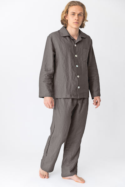Pyjama long homme en lin lavé Gris Plomb #colour_gris-plomb