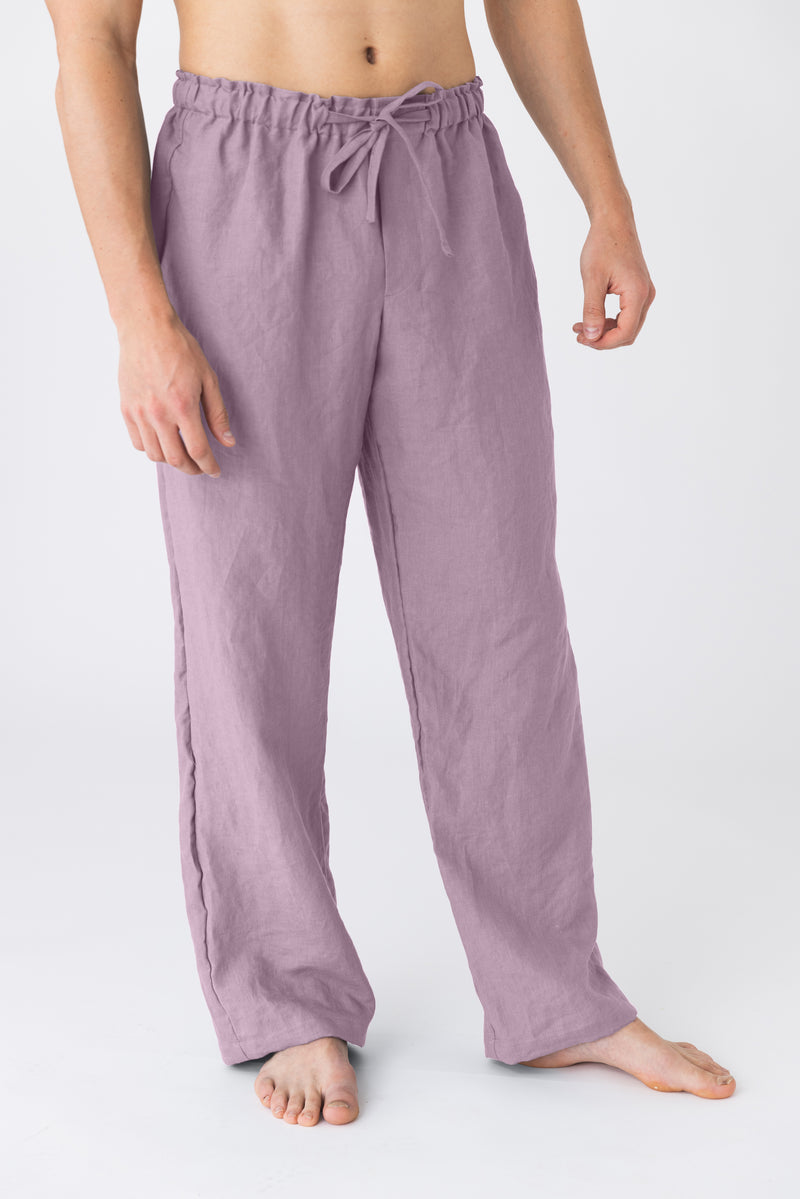 Pantalon de pyjama pour hommes en lin lilas 