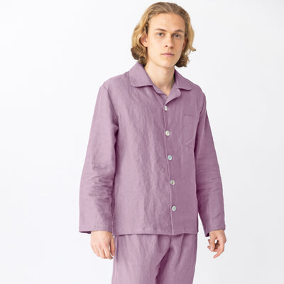 Veste de Pyjama homme en lin lavé Lilas