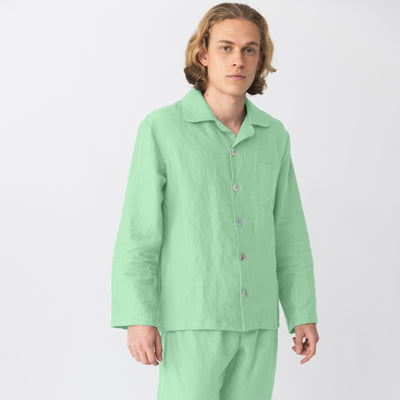Veste de Pyjama homme en lin lavé Vert menthe