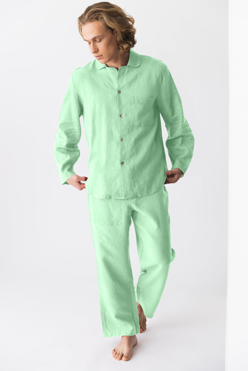 Pyjama en lin pour homme “Ronaldo” Vert Menthe 