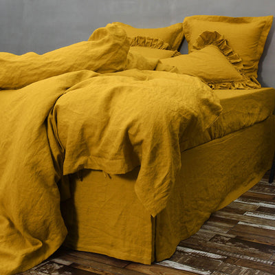 housse de couette moutarde en lin