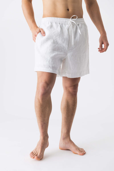 Short de pyjama en lin pour homme “Emanuel” #colour_blanc-optique